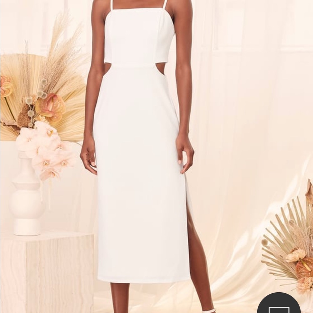White Lulus Cutout Midi Dress